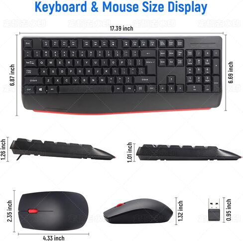 مجموعة لوحة مفاتيح وماوس لاسلكية - تصميم QWERTY بالحجم الكامل، غطاء مفاتيح استريو 2.4G، مجموعة لوحة مفاتيح ميكانيكية مصممة هندسيًا لأجهزة Windows، والكمبيوتر الشخصي، والكمبيوتر المحمول، والكمبيوتر المحمول، والكمبيوتر مع جهاز استقبال USB-A وUSB-C 2 في 1 in Saudi Arabia