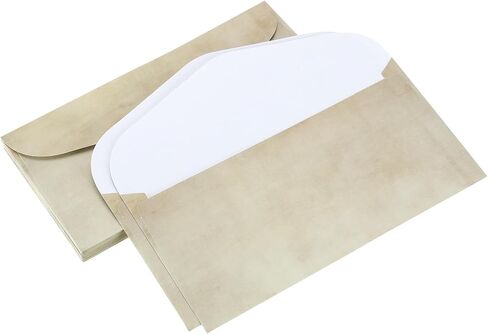MECCANIXITY 25 Packs Envelopes Vintage Stationery Aged Paper Light Khaki Stationery Old Fashion Paper for Letter Writing, Invitations, Wedding-8.7x4 Inch in Saudi Arabia