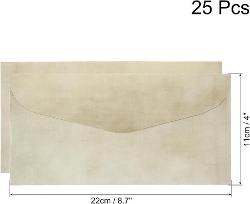 MECCANIXITY 25 Packs Envelopes Vintage Stationery Aged Paper Light Khaki Stationery Old Fashion Paper for Letter Writing, Invitations, Wedding-8.7x4 Inch in Saudi Arabia