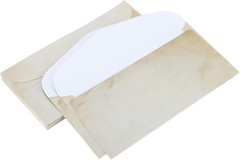 MECCANIXITY 25 Packs Envelopes Vintage Stationery Aged Paper Light Khaki Stationery Old Fashion Paper for Letter Writing, Invitations, Wedding-8.7x4 Inch in Saudi Arabia