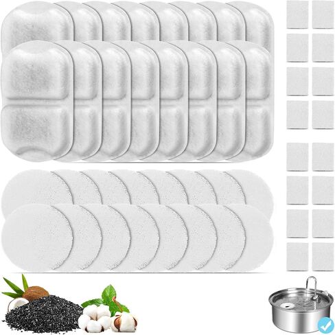 8 Set Dog Water Fountain Filters Replacement for 7L/230oz/1.8G Stainless Steel Dog Fountain, YOIHABV Cat Water Fountain Filters, Triple Action Pet Fountain Filters, Replacement Filters and Sponges in Saudi Arabia