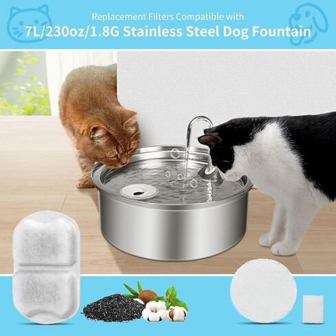 8 Set Dog Water Fountain Filters Replacement for 7L/230oz/1.8G Stainless Steel Dog Fountain, YOIHABV Cat Water Fountain Filters, Triple Action Pet Fountain Filters, Replacement Filters and Sponges in Saudi Arabia