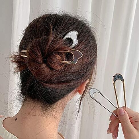 6 Pieces Metal U Shaped Hair Pins French Hairpin Vintage Forks Sticks Bobby Pin Kit for Updo Bun Women Girls Hairstyle Hair Accessories (Gold) in Saudi Arabia