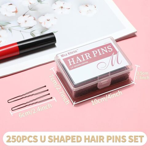 U Shaped Hair Pins -2.4 Inch 250 Count, Professional Hair Styling Pins for Women, Girls, and Hairdressing Salons - Includes Clear Storage Box for Updos and Bun Hair (Blonde) in Kuwait