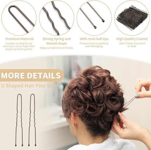 U Shaped Hair Pins -2.4 Inch 250 Count, Professional Hair Styling Pins for Women, Girls, and Hairdressing Salons - Includes Clear Storage Box for Updos and Bun Hair (Blonde) in Kuwait