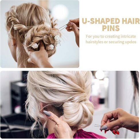 U Shaped Hair Pins -2.4 Inch 250 Count, Professional Hair Styling Pins for Women, Girls, and Hairdressing Salons - Includes Clear Storage Box for Updos and Bun Hair (Blonde) in Kuwait