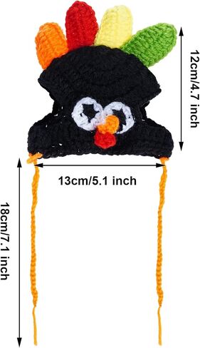 Cat Turkey Hat Pet Costume Knitted Cap Crochet Hat for Small Dog Kittens for Thanksgiving Halloween Party (Brown) in Kuwait