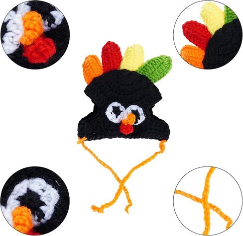 Cat Turkey Hat Pet Costume Knitted Cap Crochet Hat for Small Dog Kittens for Thanksgiving Halloween Party (Brown) in Kuwait