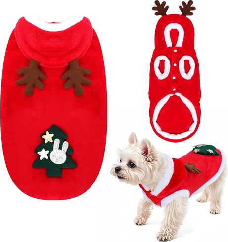 Dog and Cat Christmas Costume，Puppy Christmas Elk Costume，Small and Medium-Sized Cat and Dog Christmas Role-Playing Costumes(Medium) in Saudi Arabia