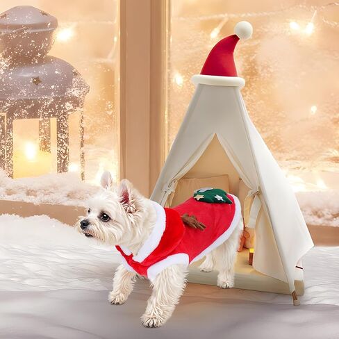 Dog and Cat Christmas Costume，Puppy Christmas Elk Costume，Small and Medium-Sized Cat and Dog Christmas Role-Playing Costumes(Medium) in Saudi Arabia