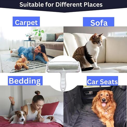 Roller Pet Hair Remover and Reusable Lint Roller - Cat and Dog Hair Remover for Furniture - Multi-Surface Fur Removal Tool - Remove and Dispose of Hair - Washable Lint Roller Easy to Use (Red) in Saudi Arabia