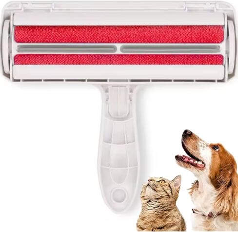Roller Pet Hair Remover and Reusable Lint Roller - Cat and Dog Hair Remover for Furniture - Multi-Surface Fur Removal Tool - Remove and Dispose of Hair - Washable Lint Roller Easy to Use (Red) in Saudi Arabia