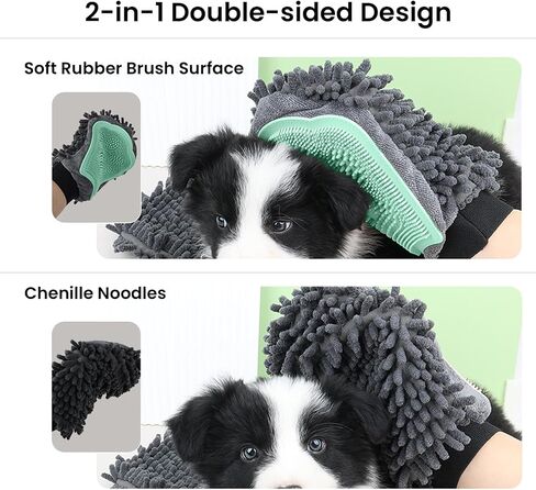 Grooming Gloves for Dogs and Cats - Paw Cleaning Mitt, Pet Hair Removal Glove, Suitable for Long/Short/Poodle Fur (Green) in Saudi Arabia