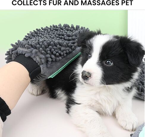 Grooming Gloves for Dogs and Cats - Paw Cleaning Mitt, Pet Hair Removal Glove, Suitable for Long/Short/Poodle Fur (Green) in Saudi Arabia