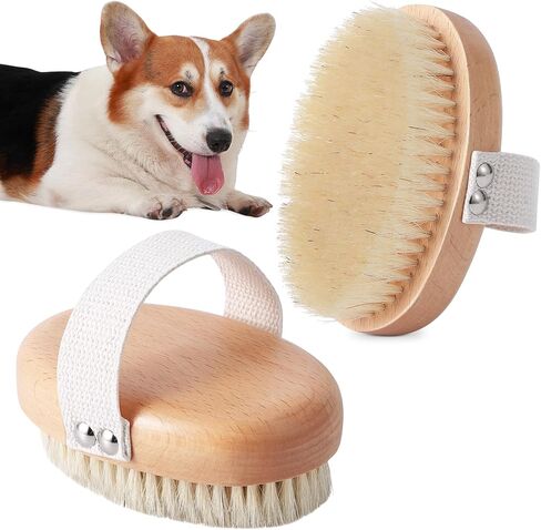 Soft Boar Bristle Pet Palm Brush for Short Haired Dogs and Cats with Band, Reduce Shedding, Ergonomic Dog Brush, Easy to Hold and Reduces Stress On Your Wrist | Ideal for Daily Grooming in Saudi Arabia