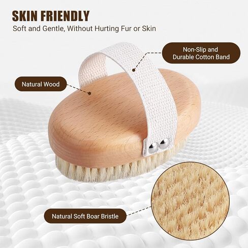 Soft Boar Bristle Pet Palm Brush for Short Haired Dogs and Cats with Band, Reduce Shedding, Ergonomic Dog Brush, Easy to Hold and Reduces Stress On Your Wrist | Ideal for Daily Grooming in Saudi Arabia