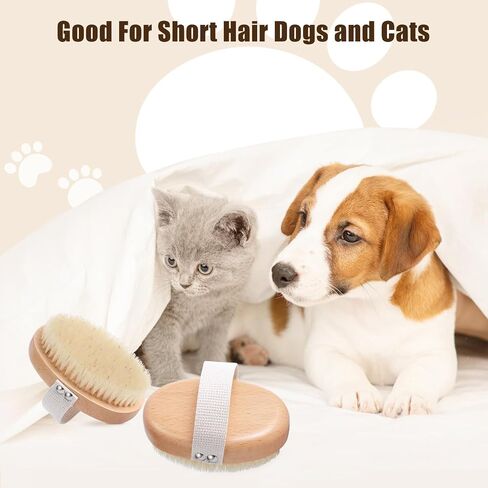 Soft Boar Bristle Pet Palm Brush for Short Haired Dogs and Cats with Band, Reduce Shedding, Ergonomic Dog Brush, Easy to Hold and Reduces Stress On Your Wrist | Ideal for Daily Grooming in Saudi Arabia