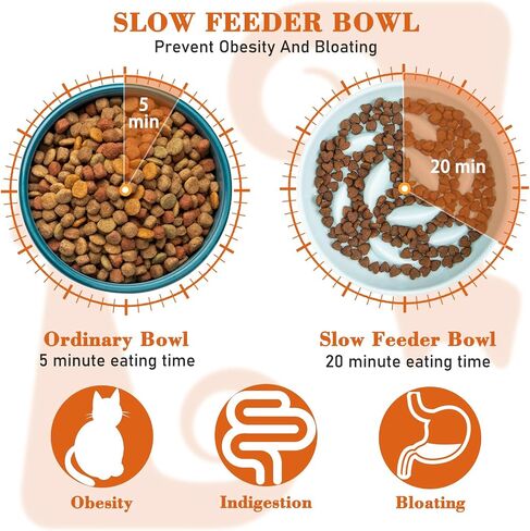 Slow Feeder cat Bowl, with Non-Slip Mat Ceramic Cat Puzzle Feeder Slow Eating Cat Dog Food Bowl Higher Edges Slow Feeder Cat Bowl for Kitten Puppy Healthy Eating in Saudi Arabia
