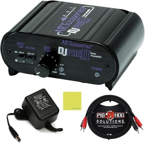 حزمة Art DJ PRE II Phono Preamp مع كابل Pig Hog المزدوج RCA - كابلات RCA بطول 3 أقدام وقماش تلميع أدوات الصوت السائل - Phono Preamp للقرص الدوار ومشغل التسجيل in Saudi Arabia