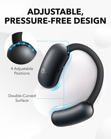 Soundcore AeroFit 2 by Anker, Open-Ear Headphones, Adjustable Ear Hooks, Snug Fit, Rich Bass, Hi-Res Wireless Audio, 42H Play, Bluetooth 5.4, Wireless Charging, IP55, AI Clear Calls, Open-Ear Earbuds in Saudi Arabia