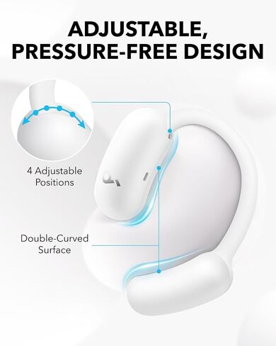 Soundcore AeroFit 2 by Anker, Open-Ear Headphones, Adjustable Ear Hooks, Snug Fit, Rich Bass, Hi-Res Wireless Audio, 42H Play, Bluetooth 5.4, Wireless Charging, IP55, AI Clear Calls, Open-Ear Earbuds in Saudi Arabia