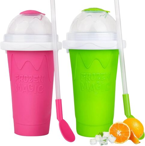 Slushie Cup slushie maker cup ，Magic Quick Frozen Smoothies Cup，Slushie Machine for Home Squeeze Slushie Cup ，diy slushie maker cup Gifts (Blue+Green, large) in Saudi Arabia