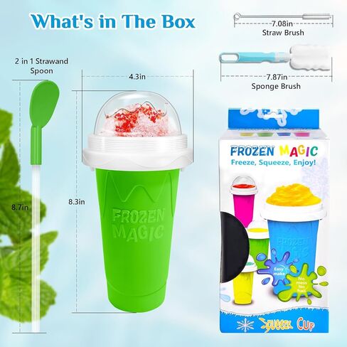 Slushie Cup slushie maker cup ，Magic Quick Frozen Smoothies Cup，Slushie Machine for Home Squeeze Slushie Cup ，diy slushie maker cup Gifts (Blue+Green, large) in Saudi Arabia
