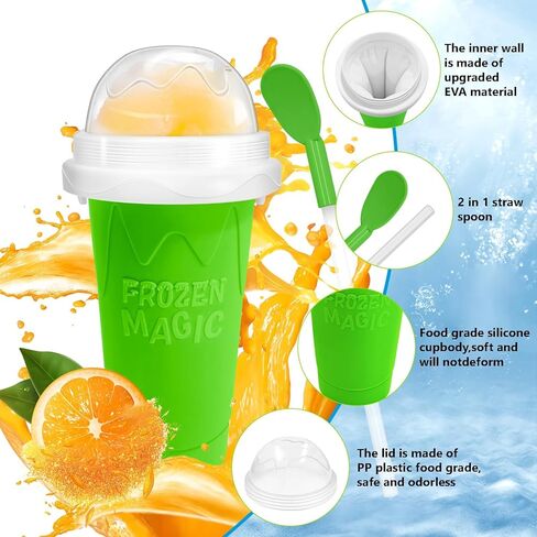 Slushie Cup slushie maker cup ，Magic Quick Frozen Smoothies Cup，Slushie Machine for Home Squeeze Slushie Cup ，diy slushie maker cup Gifts (Blue+Green, large) in Saudi Arabia