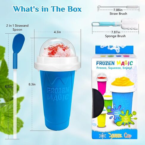Slushie Cup slushie maker cup ，Magic Quick Frozen Smoothies Cup，Slushie Machine for Home Squeeze Slushie Cup ，diy slushie maker cup Gifts (Blue+Green, large) in Saudi Arabia