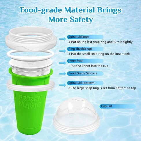 Slushie Cup slushie maker cup ，Magic Quick Frozen Smoothies Cup，Slushie Machine for Home Squeeze Slushie Cup ，diy slushie maker cup Gifts (Blue+Green, large) in Saudi Arabia