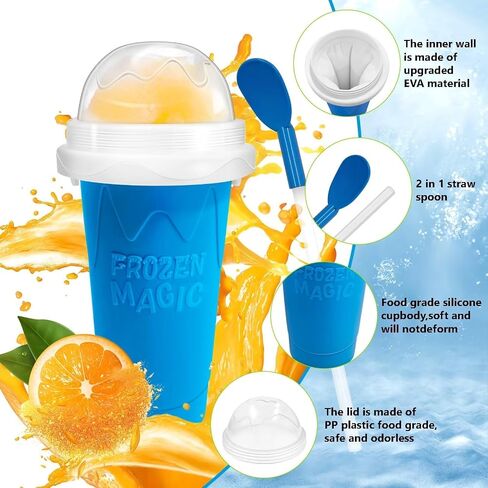 Slushie Cup slushie maker cup ，Magic Quick Frozen Smoothies Cup，Slushie Machine for Home Squeeze Slushie Cup ，diy slushie maker cup Gifts (Blue+Green, large) in Saudi Arabia