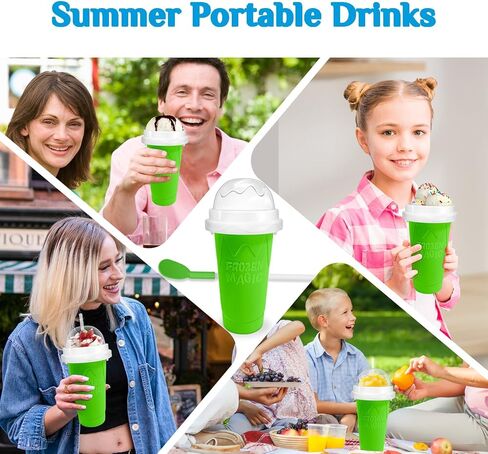 Slushie Cup slushie maker cup ，Magic Quick Frozen Smoothies Cup，Slushie Machine for Home Squeeze Slushie Cup ，diy slushie maker cup Gifts (Blue+Green, large) in Saudi Arabia