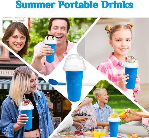 Slushie Cup slushie maker cup ，Magic Quick Frozen Smoothies Cup，Slushie Machine for Home Squeeze Slushie Cup ，diy slushie maker cup Gifts (Blue+Green, large) in Saudi Arabia