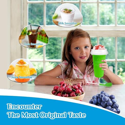 Slushie Cup slushie maker cup ，Magic Quick Frozen Smoothies Cup，Slushie Machine for Home Squeeze Slushie Cup ，diy slushie maker cup Gifts (Blue+Green, large) in Saudi Arabia