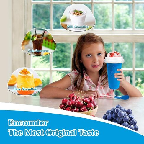 Slushie Cup slushie maker cup ，Magic Quick Frozen Smoothies Cup，Slushie Machine for Home Squeeze Slushie Cup ，diy slushie maker cup Gifts (Blue+Green, large) in Saudi Arabia
