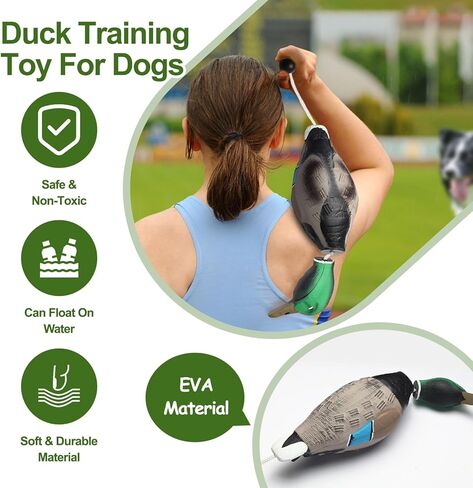 لعبة البطة من Heuyrao لتدريب الكلاب على صيد الطيور المائية، لعبة البطة الرغوية التفاعلية للكلاب، تحاكي ألعاب البطة الميتة الممتصة للصدمات مناسبة للجراء أو كلاب الصيد البالغة in Kuwait