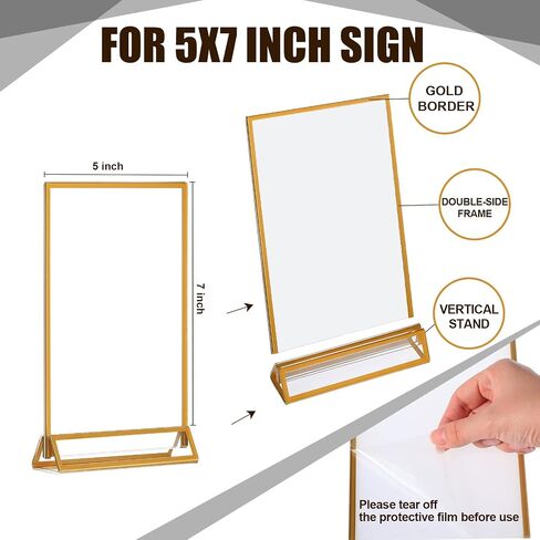 18 Pieces Frames Table Numbers Clear Table Sign Double Sided Picture Frame Table Number Holder Acrylic Sign Holder for Wedding Table Numbers, Menu Holder, Photo Frame (Rose Gold, 5 x 7 Inches) in Saudi Arabia