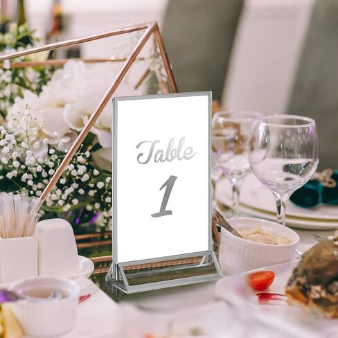 18 Pieces Frames Table Numbers Clear Table Sign Double Sided Picture Frame Table Number Holder Acrylic Sign Holder for Wedding Table Numbers, Menu Holder, Photo Frame (Rose Gold, 5 x 7 Inches) in Saudi Arabia