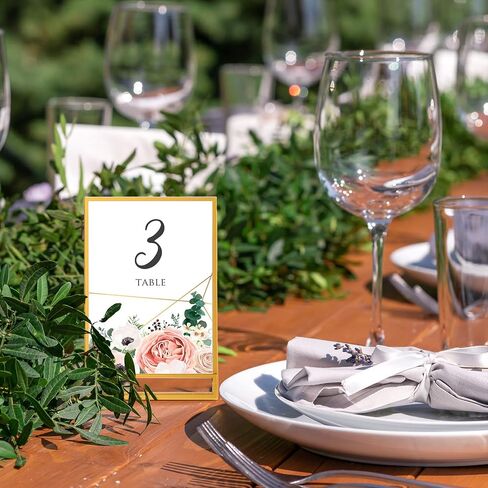 18 Pieces Frames Table Numbers Clear Table Sign Double Sided Picture Frame Table Number Holder Acrylic Sign Holder for Wedding Table Numbers, Menu Holder, Photo Frame (Rose Gold, 5 x 7 Inches) in Saudi Arabia