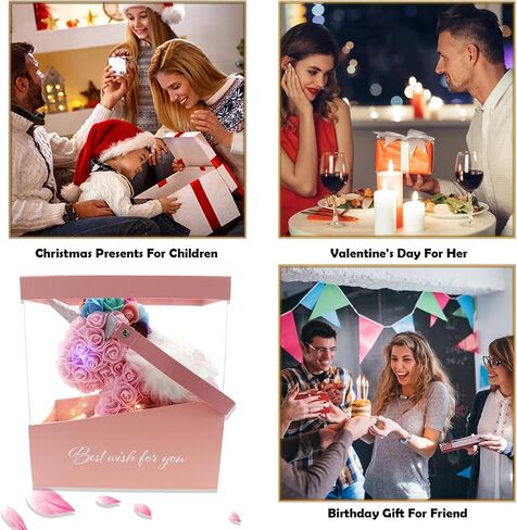 Rose Unicorn Party Favor Artificial Flowers Forever Gift Box Set for Her Girlfriend Children Kid Daughter Women Anniversary Christmas Valentines Birthday Mothers Day (Light Pink) in Saudi Arabia