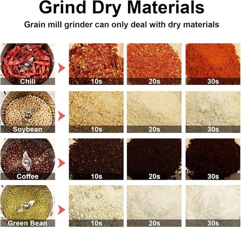 Grain Flour Mill Grinder Electric,550g Food Spice Powder Wheat Maker Stainless Steel Rice Bread for Kitchen Home Commercial Pepper Coffee Corn Nut Dry in Kuwait