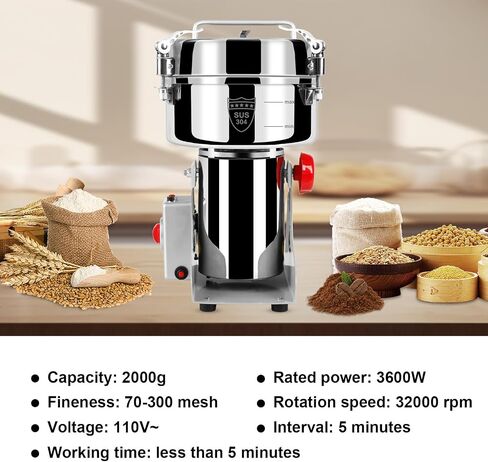 Grain Flour Mill Grinder Electric,550g Food Spice Powder Wheat Maker Stainless Steel Rice Bread for Kitchen Home Commercial Pepper Coffee Corn Nut Dry in Kuwait