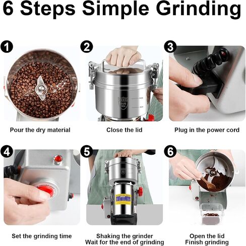 Grain Flour Mill Grinder Electric,550g Food Spice Powder Wheat Maker Stainless Steel Rice Bread for Kitchen Home Commercial Pepper Coffee Corn Nut Dry in Kuwait