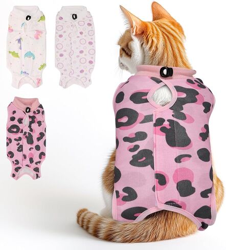 3 PCS Cat Recovery Suit for Spay Abdominal Wounds Female, Cat Onesie for Cats After Surgery, Cat Surgery Recovery Suit Breathable E-Collar Alternative Kitten Onesie for Cats Anti Licking in Saudi Arabia