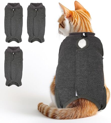 3 PCS Cat Recovery Suit for Spay Abdominal Wounds Female, Cat Onesie for Cats After Surgery, Cat Surgery Recovery Suit Breathable E-Collar Alternative Kitten Onesie for Cats Anti Licking in Saudi Arabia