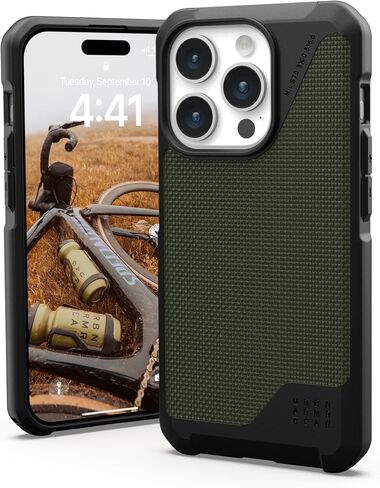 URBAN ARMOR GEAR UAG [إصدار محدث] متوافق مع حافظة iPhone 15 Pro مقاس 6.1 بوصة Metropolis LT Kevlar Olive مغناطيس مدمج متوافق مع شحن MagSafe غطاء واقٍ متين من الدرجة العسكرية مقاوم للسقوط in Saudi Arabia