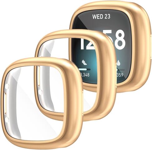 Compatible with Fitbit Sense 4/Versa 2 Screen Protector Case Soft Plated TPU All Around Scratch-Proof Screen Protector Cover Shockproof case for Fitbit Sense 2/Versa 4 (3 Silver) in Saudi Arabia