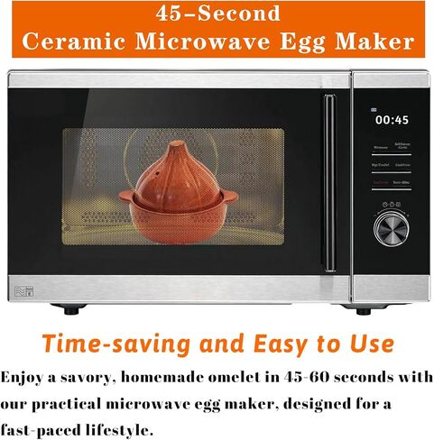 45-Second Ceramic Microwave Egg Maker, Fast Omelet Maker, Garlic Roaster for Delicious Breakfast, Garlic Keeper with Lid, Garlic Cooker, Garlic Baker, Egg on a Bagel Maker Pot in Saudi Arabia