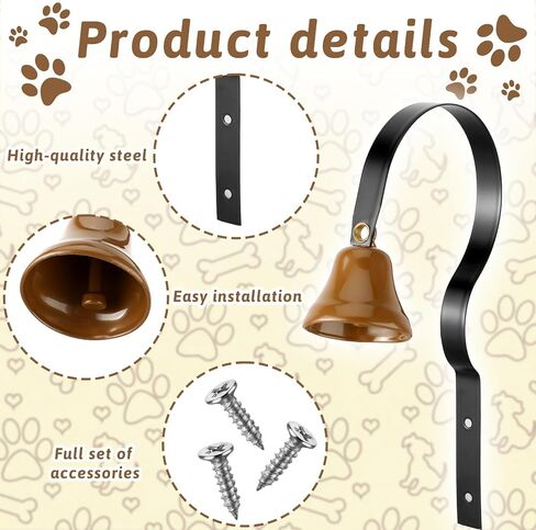 Dog Bells for Training, Fixed Metal Dog Bells for Door Potty Training, Manual Assemble Wall Mounted Dog Door Bell, Bell for Dogs to Ring to go Outside, Vintage Doorbell for Housetraining (Black) in Saudi Arabia