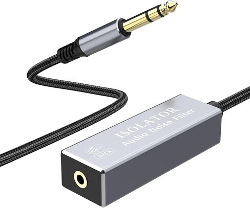 Ground Loop Noise Isolator: Noise Filter for Car Audio/Home Stereo System (Eliminate The Buzzing Noise Completely) with 6.35mm Nylon Braided Audio Cable in Saudi Arabia
